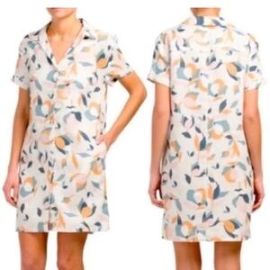 Rachel Zoe Linen Floral Shirt Dress L Coastal Grandma Resort Chic Summer